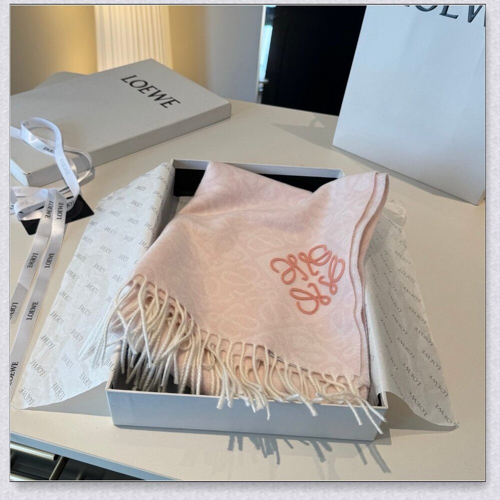 LOEWE Oversized Fringe Scarf Anagram Logo